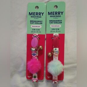 2 Merry Makings Breakaway Cat Collars:  Fa La La and Ornament Argyle